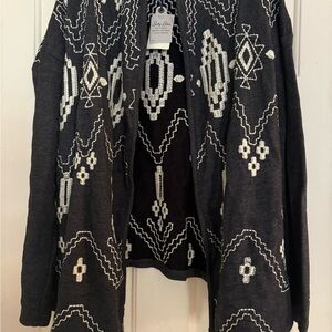 Lucky Brand Charcoal Grey and Cream Cardigan